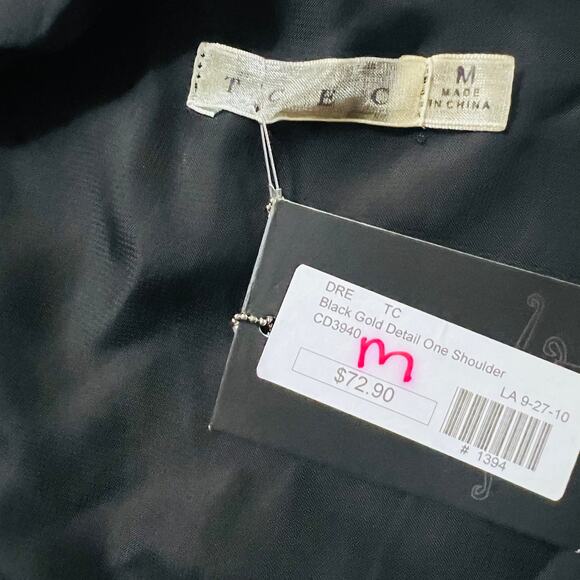 TCEC Sequin Detail One Shoulder Dress Size Medium NWT Black Gold - Picture 3 of 8